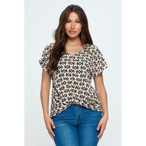 WEST K Women's Leah V Neck Short Dolman Sleeve Front Knob Blouse - 1 of 4