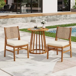Christopher Knight Home Elara 3-Piece Patio Rustic Wood Dining Set with Wicker Woven Chairs - 1 of 4