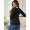Women's Maternity Nursing Blouse V Neck 3/4 Sleeves Ribbed Knitted Ruched Tops - INSPIRE CHIC - 4 of 4