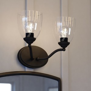 VAXCEL Bellwood Traditional Bathroom Vanity Lighting Fixture, Clear Seeded Bell Glass Shade - 1 of 4