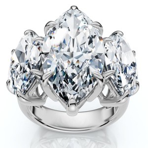 Pompeii3 Certified 10Ct Marquise Diamond Engagement Ring 3-Stone 14k Gold or Pt Lab Created - 1 of 4
