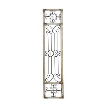 Wood Scroll Distressed Door Inspired Ornamental Wall Decor with Metal Wire Details Gray - Olivia & May