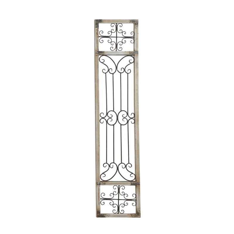 Wood Scroll Distressed Door Inspired Ornamental Wall Decor with Metal Wire Details Gray - Olivia &#38; May, 1 of 25