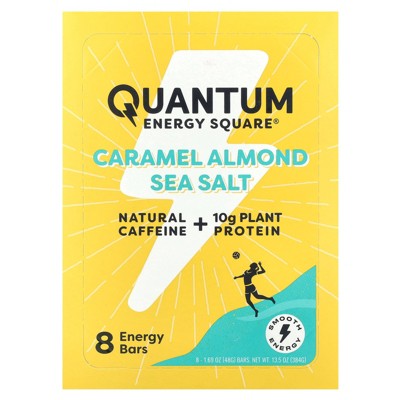 Quantum Energy Square Caramel Almond Sea Salt, 8 Energy Bars, 1.69 oz (48 g) Each