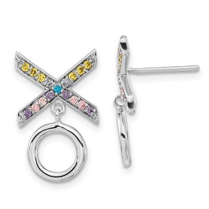 Black Bow Jewelry Sterling Silver & CZ Love and Kisses Post Dangle Earrings, 12 x 19mm - 1 of 4