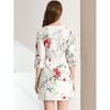 Allegra K Women's Button Front Floral Print Split Neck 3/4 Sleeves Mini Dresses - 3 of 4