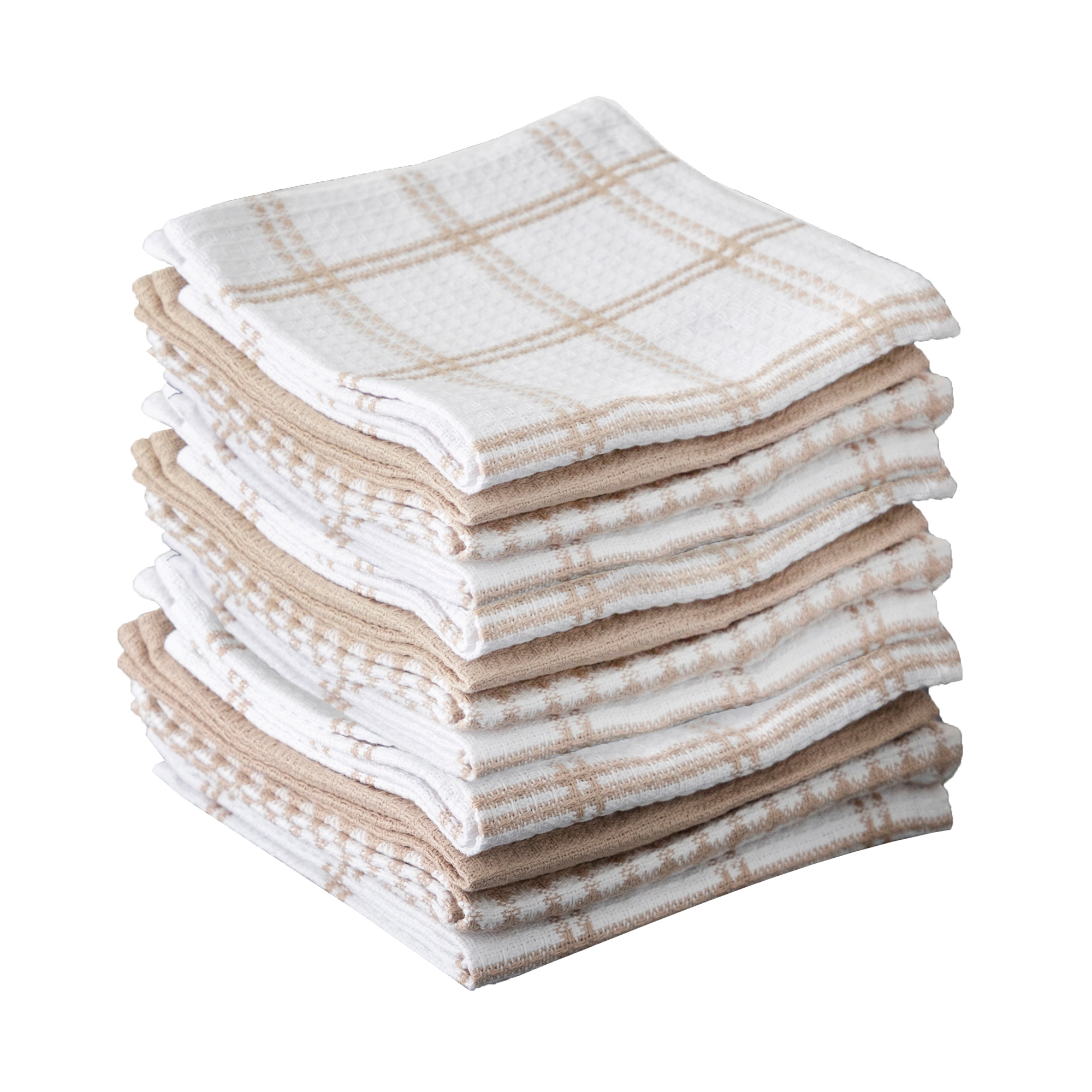 T-fal Coordinating Flat Waffle Weave Dish Cloth Twelve Pack Sand