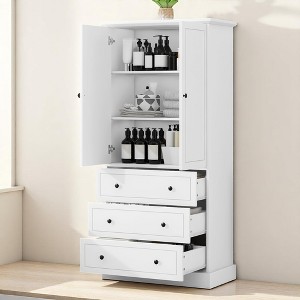 Tall Bathroom Storage Cabinet with 2 Doors, 3 Drawers, Adjustable Shelves,Freestanding Organizer - 1 of 4