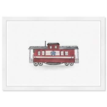21" x 15" Red Train Transportation Framed Art Print - Wynwood Studio