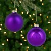 Northlight 2-Finish Glass Ball Christmas Ornaments - 2.5" (60mm) - Grape Purple - 9ct - 2 of 4