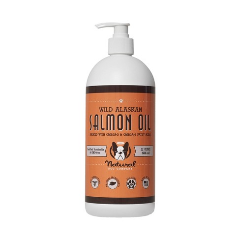 Natural Dog Company Aceite de salmón puro de Alaska para perros (32 onzas)  Suplemento de piel y pelaje para perros, aceite para alimentos con ácidos