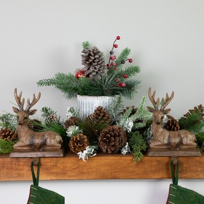 Set of 2 Brown Polyresin Reindeer Stocking Holders