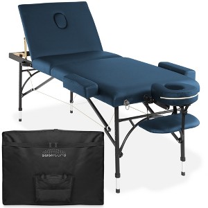 Saloniture Professional Portable Lightweight Tri-Fold Massage Table with Aluminum Legs - 1 of 4