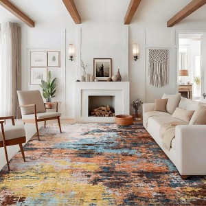 Washable Modern Area Rugs 5x7 Non-Shedding Contemporary Floor Mat with Non-Slip Backing,Colorful Throw Rug for Bedroom,Living Room - 1 of 4