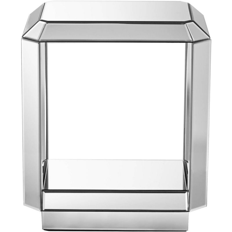 Studio 55D Modern Mirrored Rectangular Accent Side End Table 21" x 16" with Open Shelf Beveled for Living Room Bedroom Bedside, 5 of 10
