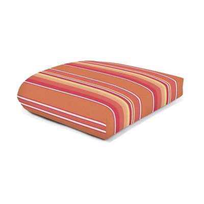Casual Cushion Stripe Sunbrella Fabric 1-Piece Indoor/Outdoor Wicker Seat Pad Cushion, 19.5"W x 19.5"L