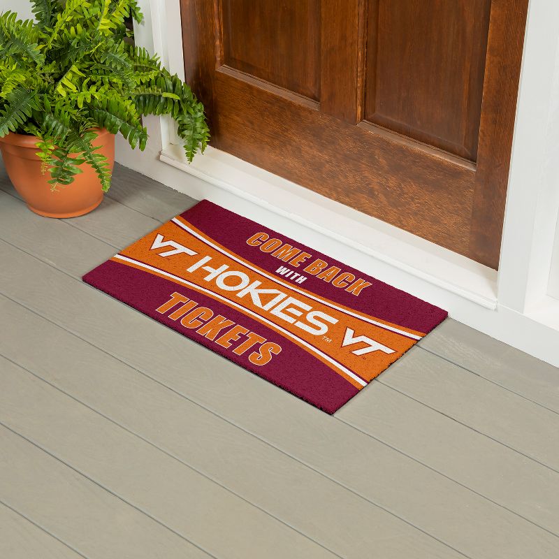 Evergreen Come Back with Tickets Virginia Tech 28" x 16" Woven PVC Indoor Outdoor Doormat, 4 of 7