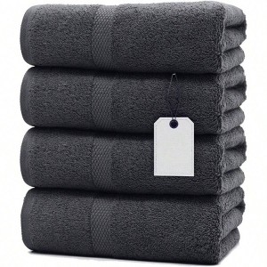 Dark Gray Bath Towels Set of 4, 27x54 Inches, 100 Cotton, Soft Absorbent, Quick Dry, Larger for Daily Use - 1 of 4
