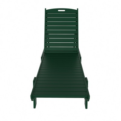 Dark Green Adjustable Poly Lumber Outdoor Chaise Lounge Set