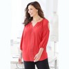 Catherines Women's Plus Size Cold Shoulder Stud Accented Top - 4 of 4