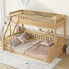 TIRAMISUBEST Twin XL/Full XL over Queen Size Bunk Bed with Ladder and Guardrails, Kids Wooden Double Bed Frame - 2 of 4
