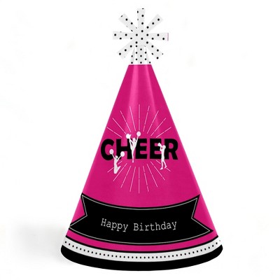 Big Dot of Happiness We've Got Spirit - Cheerleading - Cone Happy Birthday Party Hats for Kids and Adults - Set of 8 (Standard Size)