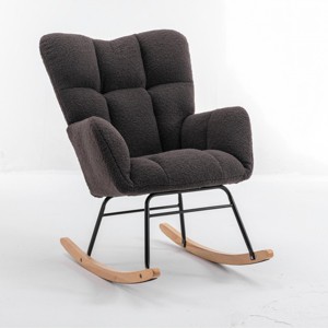 GlasFlength Accent Chairs Modern Rocking Chair Armchair Lazy Chair Sofa Chair Reading Chair for Living Room, Gray, 31.5"*27.6"*37.4" - 1 of 4