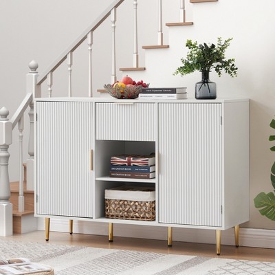 TIRAMISUBEST Storage cabinet Wave pattern 2 door With drawers buffets & sideboards for living room, dining room, bedroom