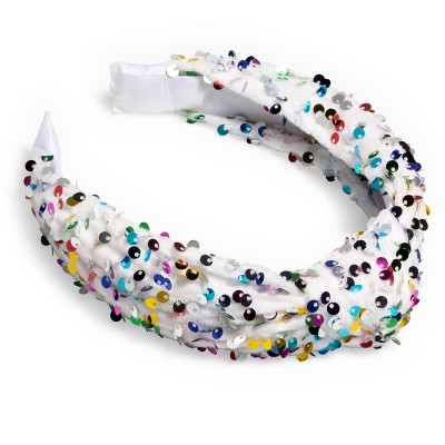 Shiraleah Knotted Sequins Headband, White