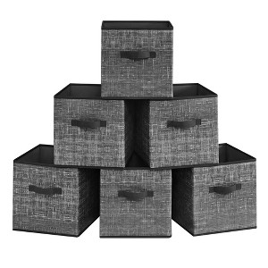 SONGMICS Storage Cubes Non-Woven Fabric Bins with Double Handles Set of 6 Closet Organizers for Shelves Foldable for Clothes - 1 of 4