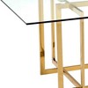 HomeRoots 59" Clear and Silver Glass and Metal Pedestal Base Square Dining Table - 4 of 4