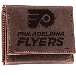 Evergreen NHL Philadelphia Flyers Brown Leather Trifold Wallet Officially Licensed with Gift Box - 1 of 1