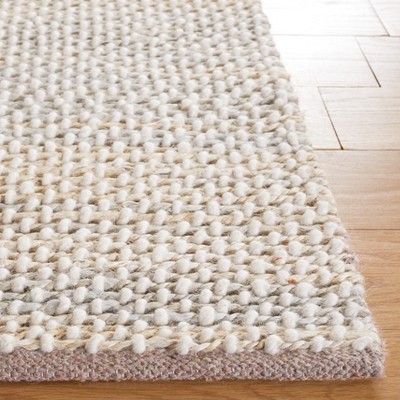 Natural Light Grey Handwoven Wool Square Area Rug