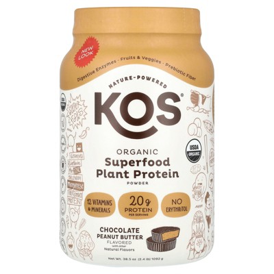 KOS Organic Superfood Plant Protein Powder, Chocolate Peanut Butter, 2.4 lb (1,092 g)