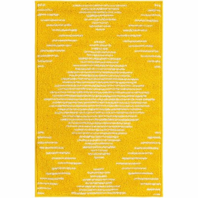 Kai Yellow and White Geometric Pattern Synthetic Rug
