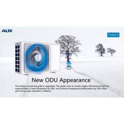 AUX 12000 BTU White Wall Mount Mini Split Air Conditioner with Heat Pump