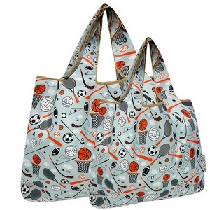Wrapables Large & Small Foldable Nylon Reusable Shopping Bags (Set of 2), Sports - 1 of 4