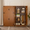 Aheaplus 71" Freestanding Organizer with 4 Barn Doors, Wooden Wardrobe with Adjustable Shelves and Hanging Rails - 3 of 4
