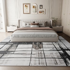 Maxax Non-Slip Machine Washable Grey Cream Modern Area Rug For Living Room, Hallway Runner, Entryway Rug - 1 of 4