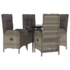 vidaXL 5 Piece Patio Dining Set with Cushions Black and Gray Poly Rattan - 31.5" Table Length Gray 4x Chair + Table - 3 of 4