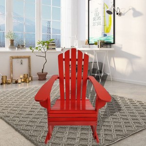 Aghana Digitals Red Populus Wood Reclining Rocking Adirondack Chair - Wide Seat & Armrest for - 1 of 4