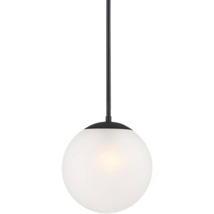 360 Lighting Ciana Black Mini Pendant 10" Wide Modern Orb Frosted Globe Glass Shade for Dining Room House Foyer Kitchen Island Entryway Bedroom Home - 1 of 4