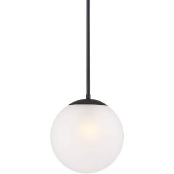 360 Lighting Ciana Black Mini Pendant 10" Wide Modern Orb Frosted Globe Glass Shade for Dining Room House Foyer Kitchen Island Entryway Bedroom Home