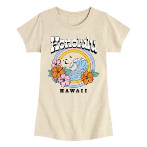 Girls' - Instant Message - Honolulu Hawaii Fitted Short Sleeve Graphic T-Shirt - 1 of 4