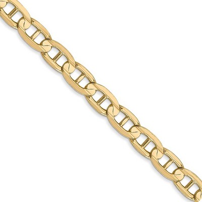 Black Bow Jewelry 5.25mm 14k Yellow Gold Solid Concave Anchor Chain Necklace