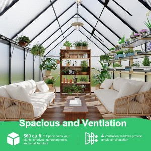 8 ft x 16 ft Aluminum PC Board Walk-in Outdoor Greenhouses with Weather Resistant,, Durable Polycarbonate Panels for Garden Backyard, Patio - 1 of 4