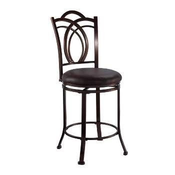 Colton Decorative Back Metal and Faux Leather Swivel Seat Counter Height Barstool - Linon