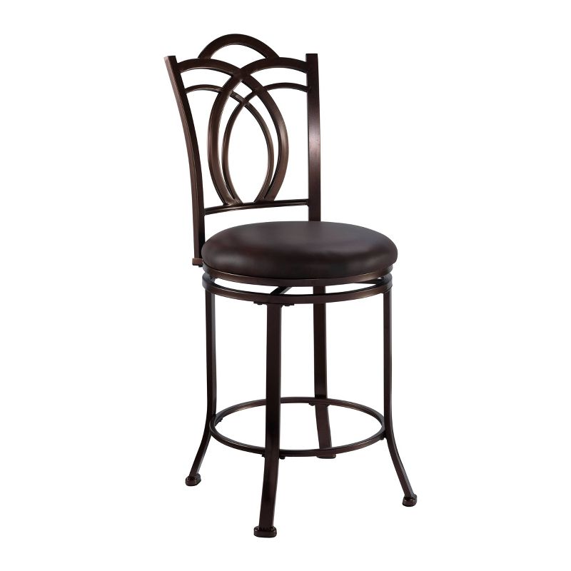 Colton Decorative Back Metal and Faux Leather Swivel Seat Counter Height Barstool - Linon, 1 of 9