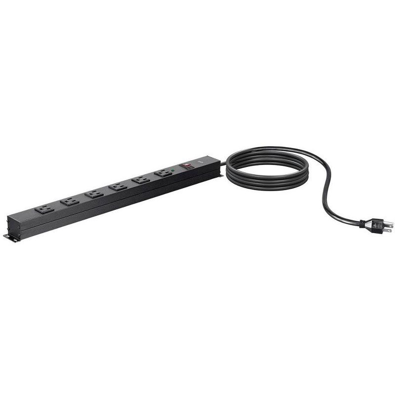 Monoprice 6 Outlet Metal Surge Protector Power Strip - 15 Feet Cord - Black | 540 Joules, 1 of 7