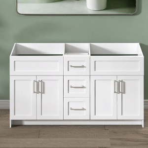 Bath Vanity Cabinet without Top 60 in. W x 21.5 in. D x 33.5 in. H Bathroom Vanity in White with Brushed Nickel Handle - 1 of 4